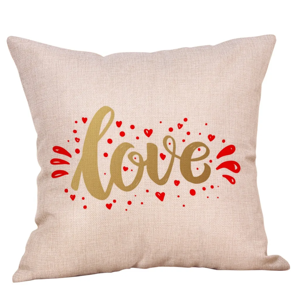 Quneed 2019 Happy Valentines Day Cushion Cover Multicolor Soft Cute