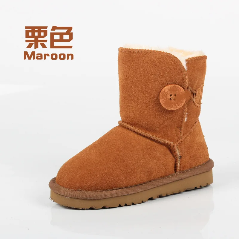 high quality 2017 Winter Children Snow Boots For Girls Boys UG Boots Genuine Leather Shoes Kids Plush Boots With Fur Warm Boots