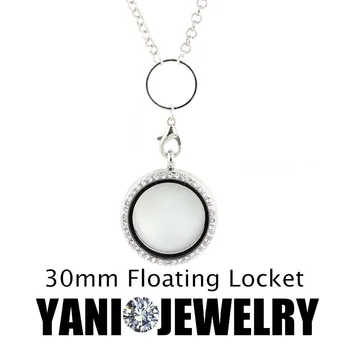 

10pcs/lot Top sale Mix Colors 30mm Round Rhinestone Magnetic Glass Floating Locket Charm Pendant (chain included for free)