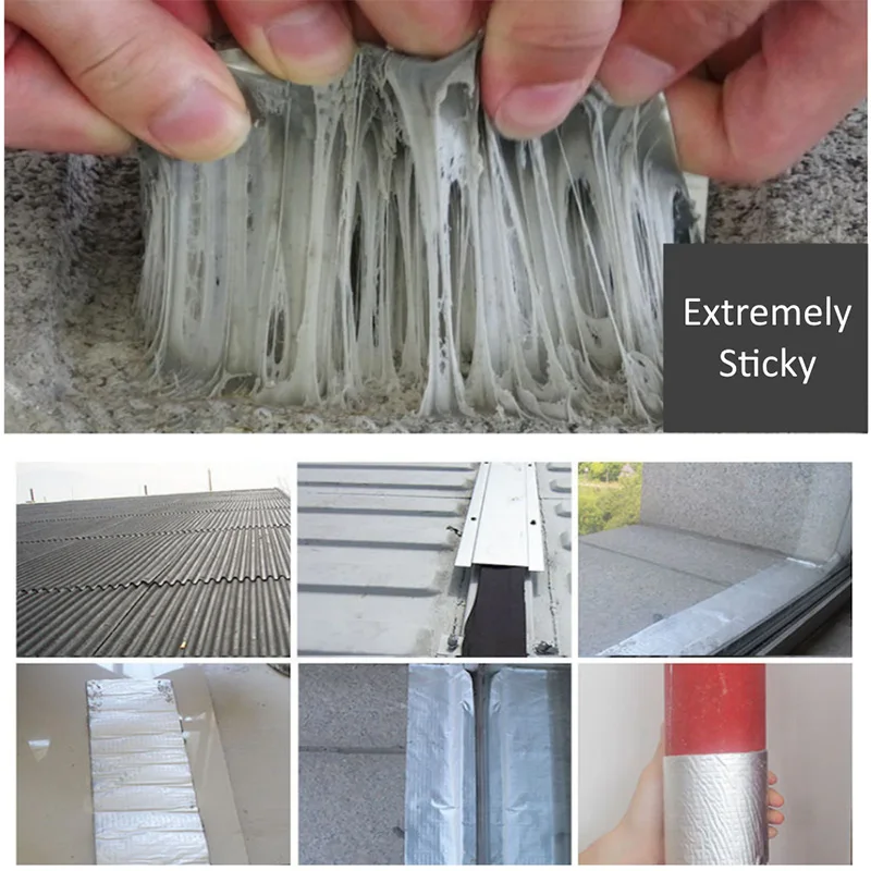 

Aluminum Foil Butyl Rubber Tape Self Adhesive Waterproof for Roof Pipe Marine Repair LE66