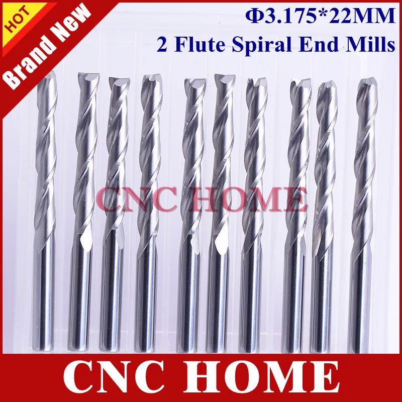 10pcs Carbide Endmill Double Flute Spiral CNC Router Bits woodworking 4mm ×22mm