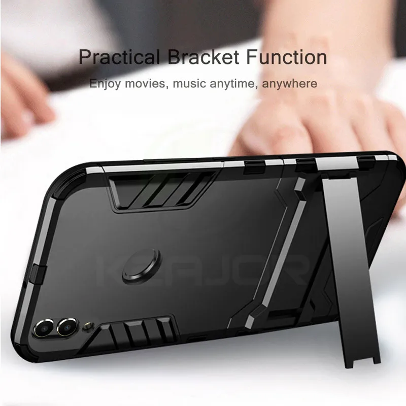 حافظة لهاتف huawei الشرف 8C حالة صدمات TPU + PC البلاستيك الصلب مع حامل المزدوج الهجين الغلاف الخلفي حالة ل الشرف 8C غطاء حافظة لهاتف huawei الشرف 8C حالة صدمات TPU + PC البلاستيك الصلب مع حامل المزدوج الهجين الغلاف الخلفي حالة ل الشرف 8C غطاء