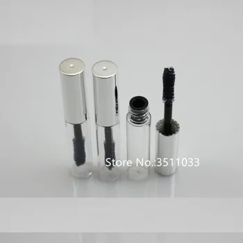 

50pcs 4ML Empty Black Cosmetic Mascara Tube Plastic Silver Eyelashes Cream Container Clear Eyelashes Growth Liquid Bottle Tube