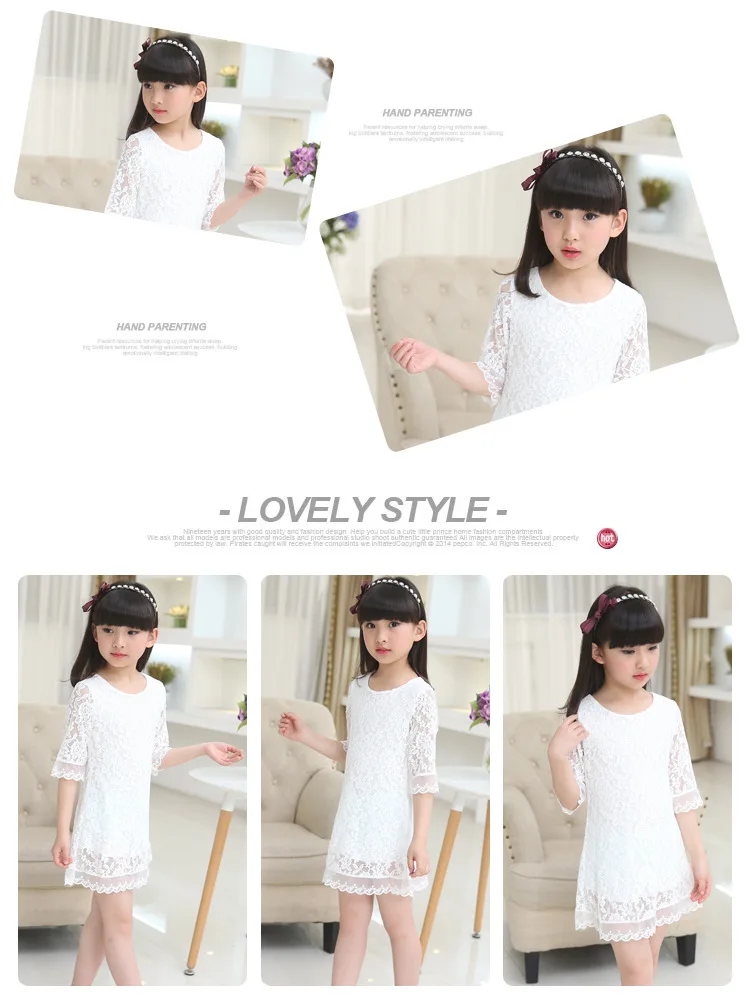 Vestido de Renda Vestido de Princesa Anos de Idade do Bebê Roupas de Menina Crianças 2018 Novo Verão Outono Tamanho Grande Branco Meninas 3 4 6 8 10 12 14 16 18 20 Cheap girls clothes