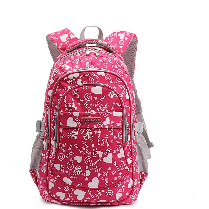 Многоцветные водонепроницаемые нейлоновые легкие детские школьные сумки рюкзак с принтом для девочек-подростков