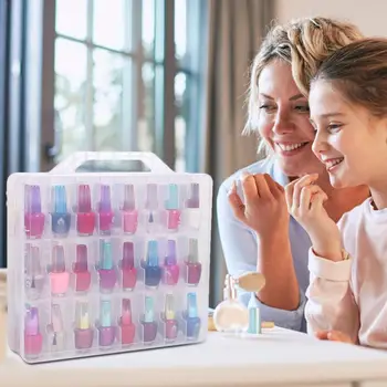 

Home Nail Storage Transparent Plastic Nail Polish Storage Box For 48 Bottles Adjustable Portable Separator Saves Space