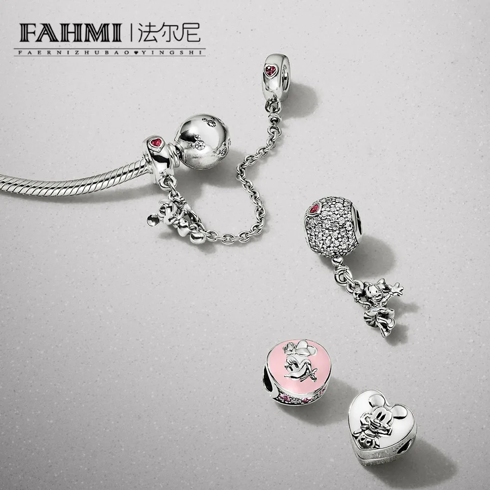 

FAHMI 100% 925 Sterling Silver 1:1 Hot Air Balloon FLOATING CHARM VINTAGE CLIP CLIMBING SAFETY CHAIN MOMENTS Bracelet Gift Set
