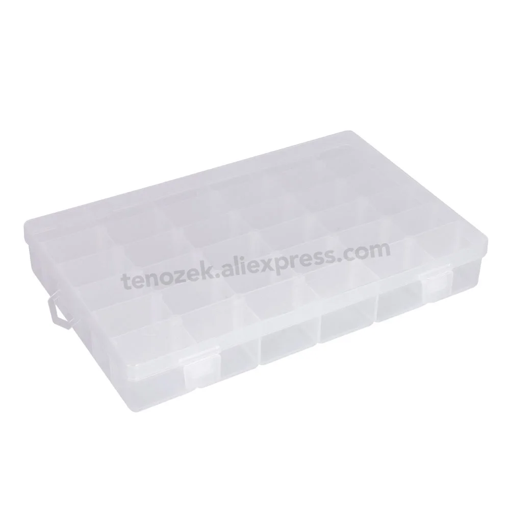 Life Essential 10/15/24/36 Compartment Storage Box Practical Adjustable Plastic Case for Bead Rings Jewelry Display Organizer