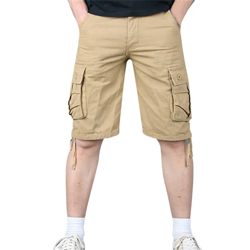 Модные летние мужские новые стильные повседневные Полиэстеровые хлопковые прямые мульти-комбинезоны с карманами модные шорты z0219