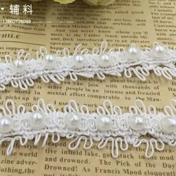 

8Yards 23mm White Beaded Lace Pearl Trims Diy Handmade Wedding Dress Clothes Accessory Decoration Braids Lace Fabric Ribbons