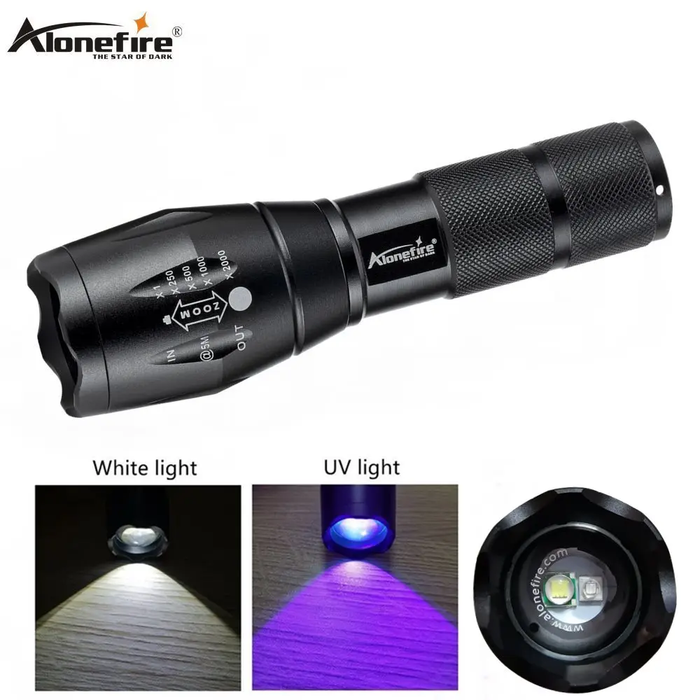 Ультрафиолетовый фонарь Alonefire E17 T6 + 395 нм с функцией масштабирования
