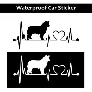 

19*8.3CM Border Collie Dog Heartbeat Decal Stickers Car Cover Scratches Decorative Accessories