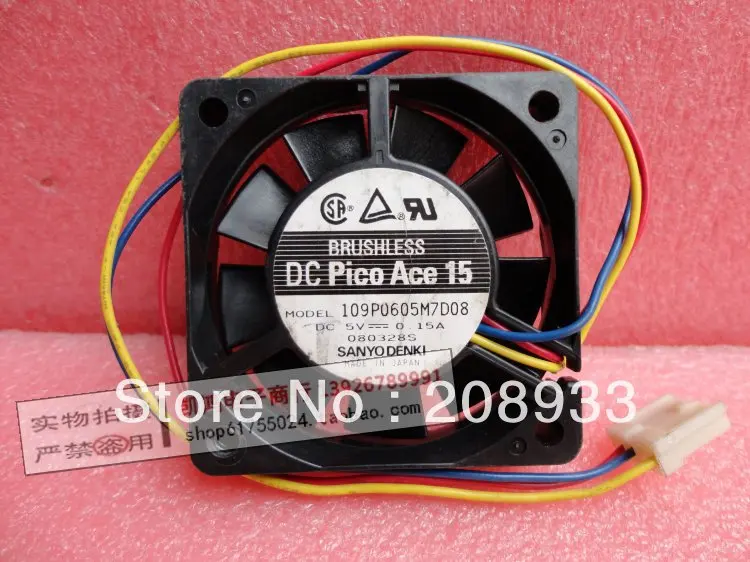 

For SANYO 6015 109P0605M7D08 5V 0.15A 6015 6CM 3 line server fan+cooling fan