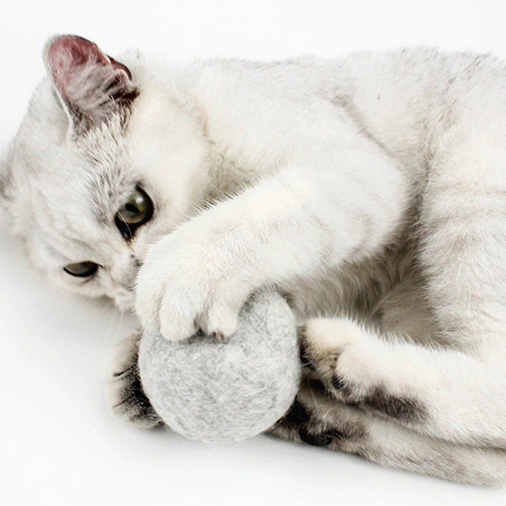 Интерактивная забавная кошка мяч Прорезыватель кошачья капсула искусственная шерсть мяч Мята жевательная игрушка для домашних животных