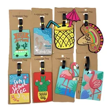 Travel Accessories Cartoon Cactus flamingo Luggage Tags Silica Gel Suitcase ID Addres Holder Baggage Boarding Portable Label