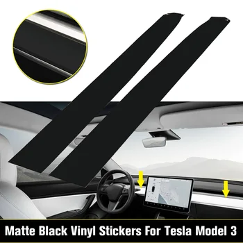 

1 Pair Matte Black Vinyl Car Dashboard Wood Strip Wrap Decoration Cover Sticker Protector For All Tesla Model 3