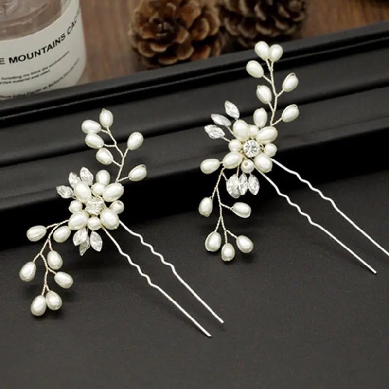 Fashion Bridal Hair Accessories Pearl Hair Clip Flower Wedding Comb Crystal Hairpins Clips Bridesmaid for Hair Clips Jewelry  (11)