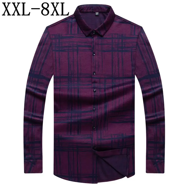 

Size 7XL 8XL New Brand Camisa Masculina Mens Business Casual Long Sleeved Shirt Classic Comfortable Male Social Dress Shirts