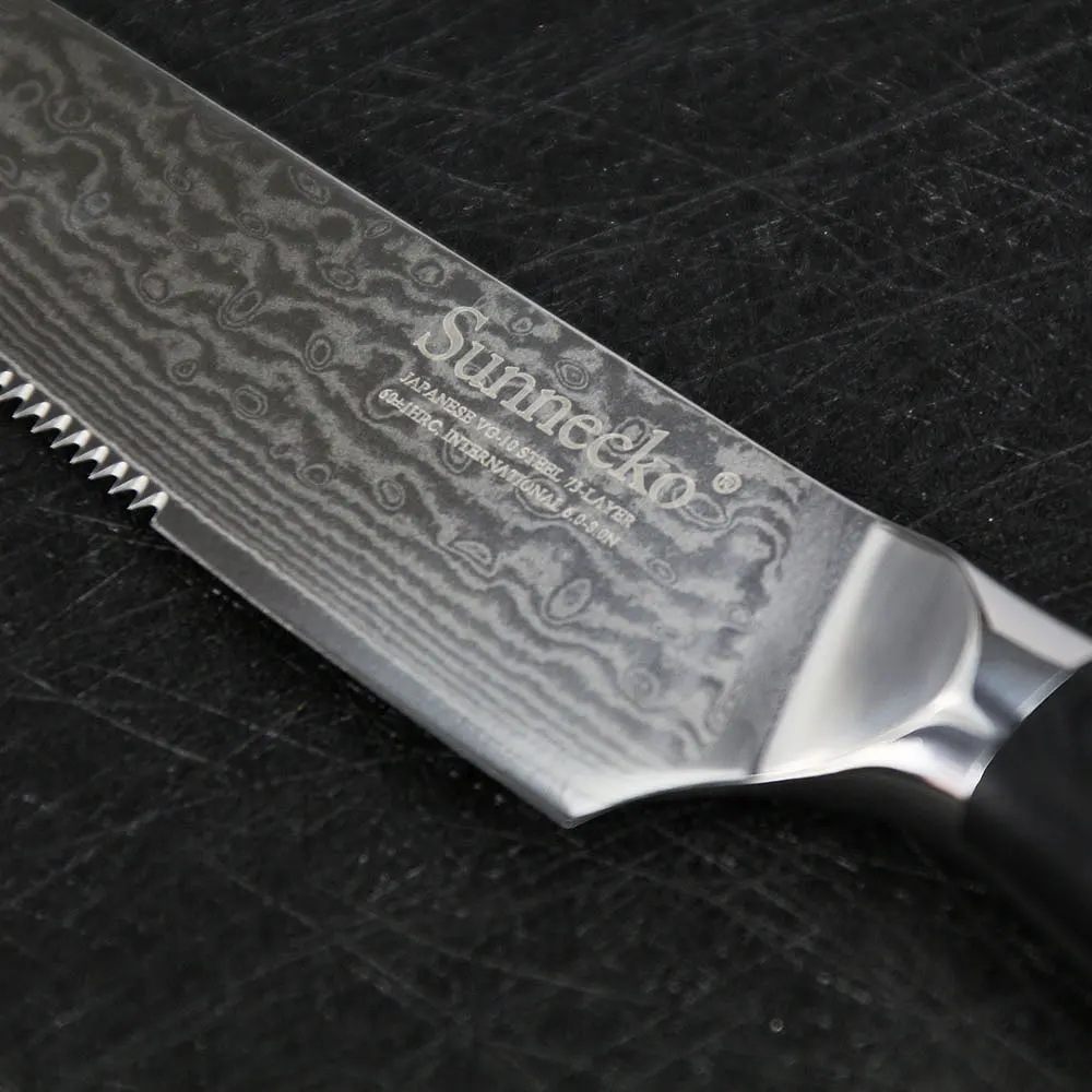 Sunnecko 4 шт. дамасский Набор ножей для стейка 5 дюймов японский VG10 основной стальной нож G10 Ручка кухонные ножи столовые ножи