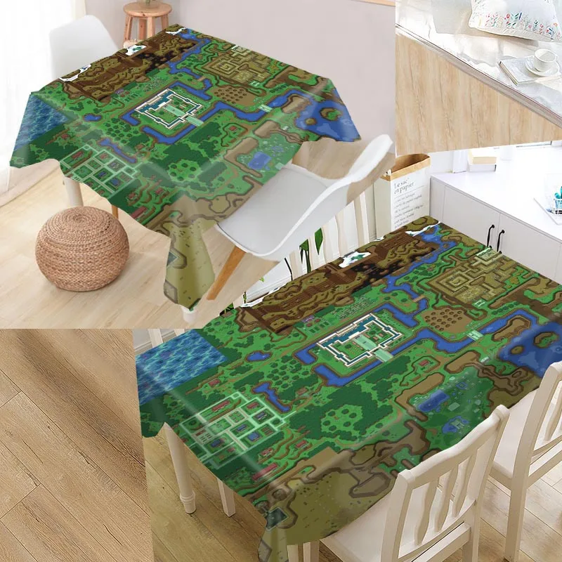 

New Arrival Custom The Legend of Zelda Map Table Cloth Waterproof Oxford Fabric Rectangular Tablecloth Home Party Tablecloth