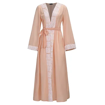 

Muslim Women Long Sleeve Tunic Dress Maxi Abaya Islamic Women Vintage Dress Clothing Robe Kaftan Caftan Moroccan Lace