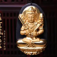 Золотой корейский натуральный обсидиан void Тибет Бодхисаттва натальный Будда Кулон Мужской патрон