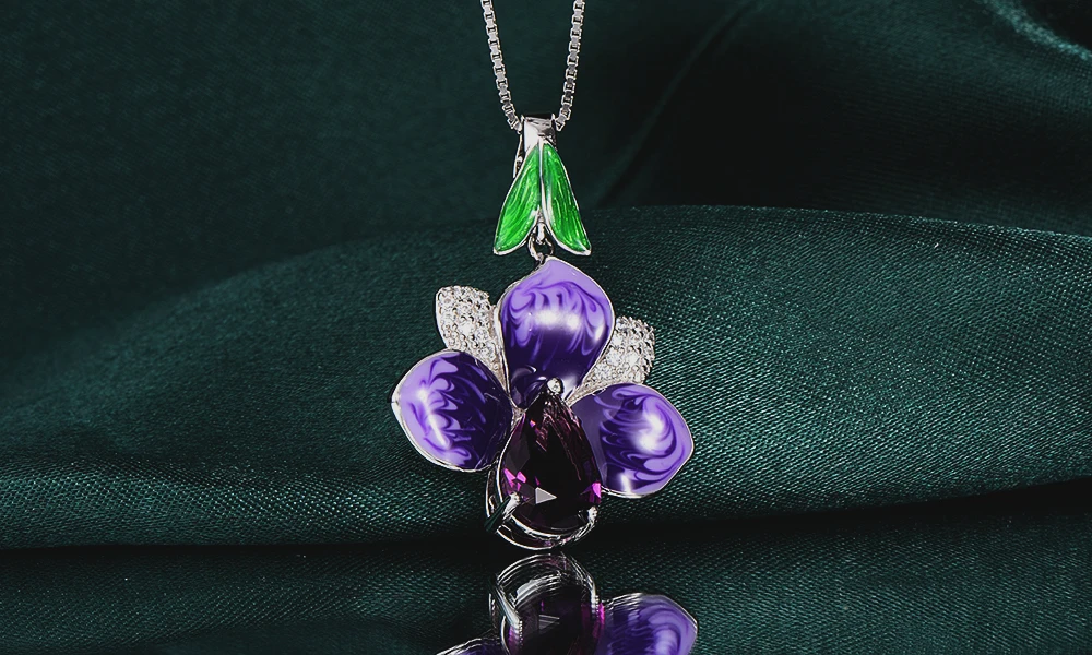 RainMarch Blue Flower Enamel Silver Pendants For Women Necklace 925 Sterling Silver Necklace Pendant Bohemian Wedding Jewelry (4)