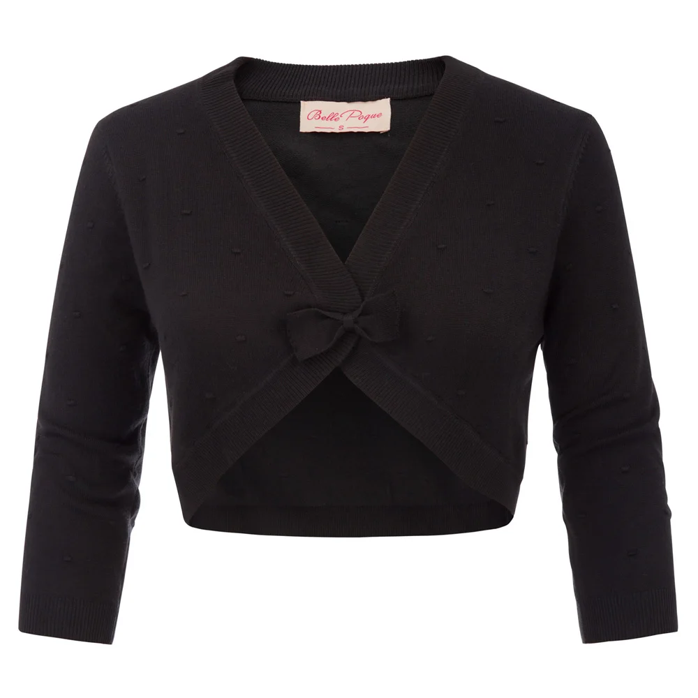 

Women Coat Casual Jacekts 3/4 Sleeve V-Neck Bow-knot decorated Knitting Shrug Bolero