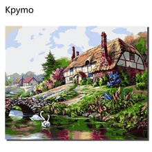 Kpymo пейзаж страны DIY живопись по номеру полотно ручной работы; рисунок дома стены искусства картина для гостиной уникальный подарок 40X50