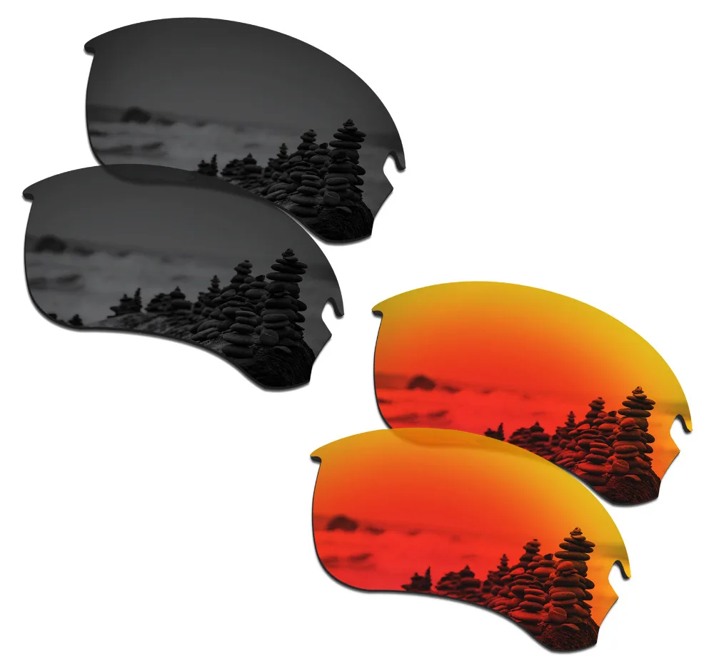 SmartVLT 2 Pairs Polarized Sunglasses Replacement Lenses for Oakley Si Ballistic Det Cord Stealth Black and Fire Red
