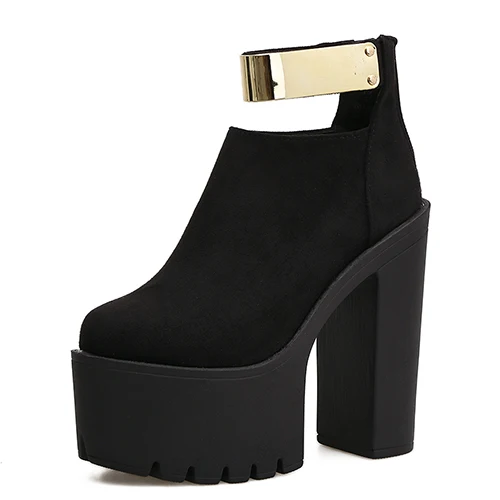 Gdgydh/осенние женские ботильоны на платформе; фирменный дизайн; коллекция года; сезон весна; модная шикарная женская обувь на толстом каблуке; черные ботинки из флока - Цвет: black