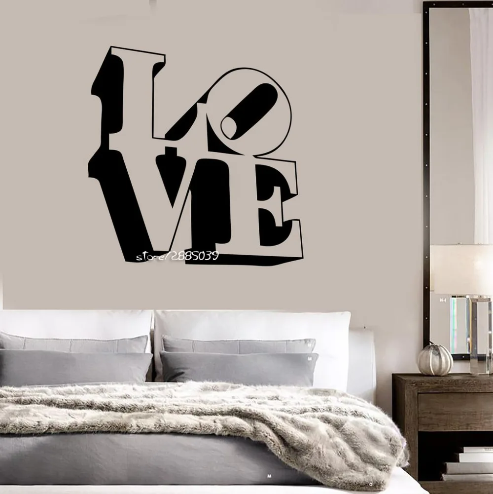 Love Lettering Vinyl Wall Decals Romance Decor for Bedroom Wall