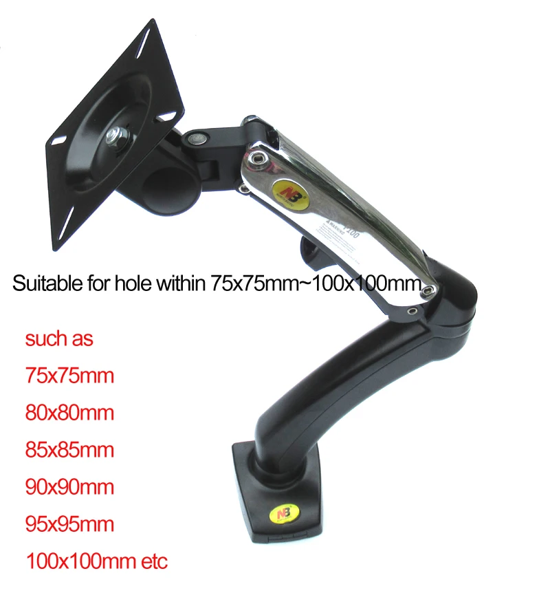 

NB F100 C aluminum 27" Monitor desktop vesa mount 360 rotate 2 USB3 monitor desk Lcd bracket air press Gas-strut adjustment arm
