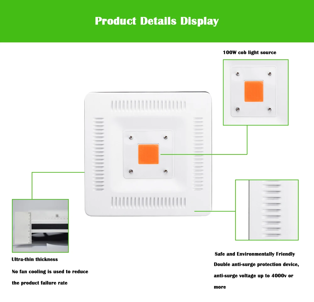 Растет свет завод полный спектр светать COB Led 100 W Водонепроницаемый IP67 растут лампы для растений Крытый Открытый Цветок гидропоники