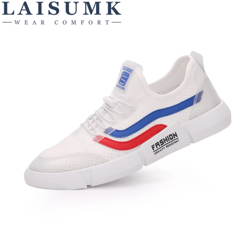 

LAISUMK Men Lightweight Lace Up Shoes Summer Simple Mesh Breathable Wear Resistant Shoes Males Casual Solid Color Flats For Man