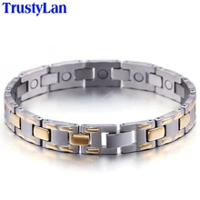 Браслеты TrustyLan золотого цвета из нержавеющей стали для мужчин, ювелирные изделия для здоровья, магнитный мужской браслет, мужские браслеты дружбы