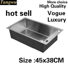 Квартира высокого качества кухня ручная раковина одинарная мойка мыть овощи 304 нержавеющая сталь Горячая 450x380 мм