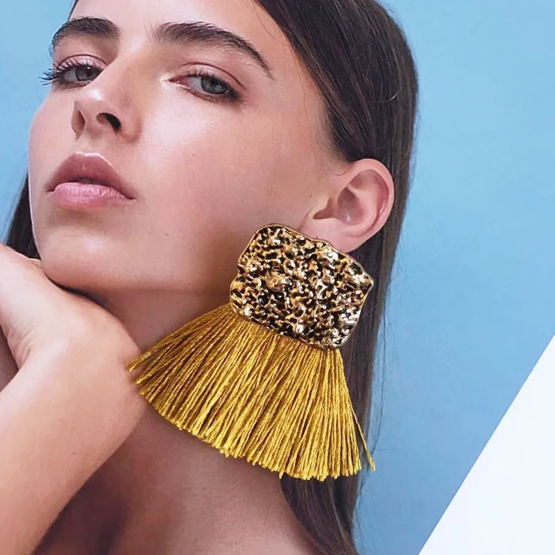 

Coco&willow Bohemia Tassel Dangling Metal Stud Earrings For Women Fringe Vintage Earrings Fashion Jewelry Accessories wholesale
