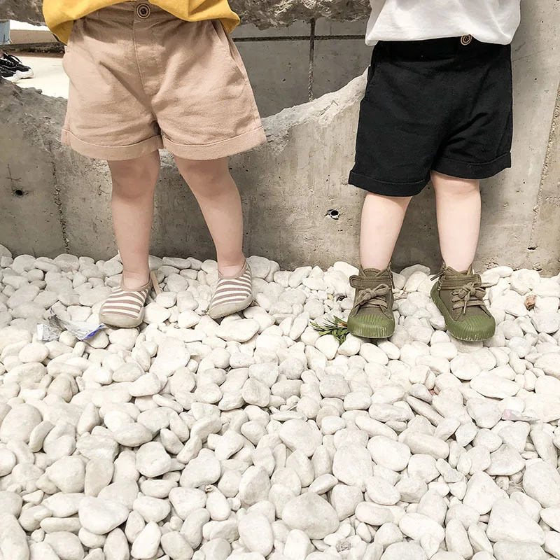 

Summer Children Cotton and Linen Pure Color Short for Boys and Girls Loose Straight Short Trousers Toddler Kids Casual Pants