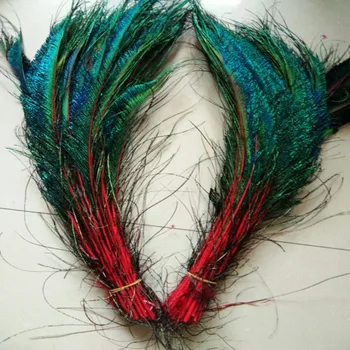 

Wholesale beautiful red peacock feather sword 50 pcs symmetrical size 30-40 cm 12-16 inches celebration decoration