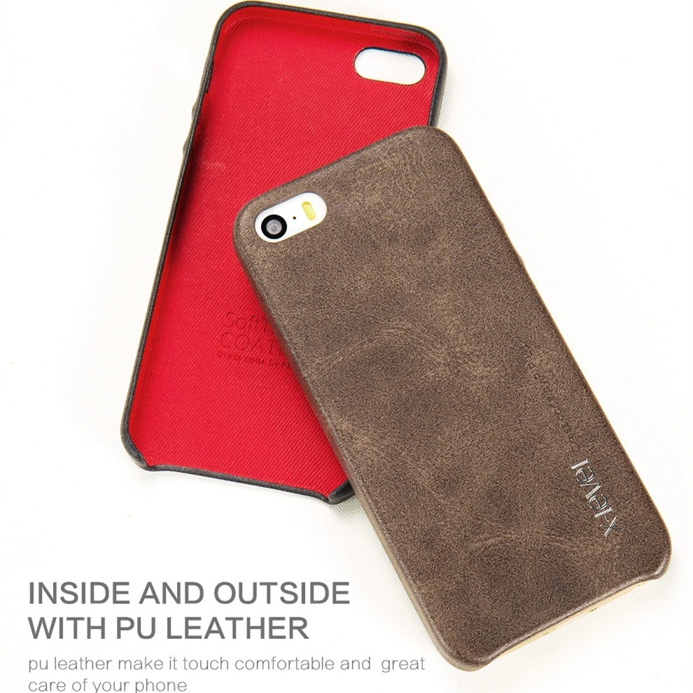 XLevel leather Phone Case For IPhone 5 Cases For IPhone 5S Back Cover For IPhone SE Business Vintage Half-wrapped Case Apple
