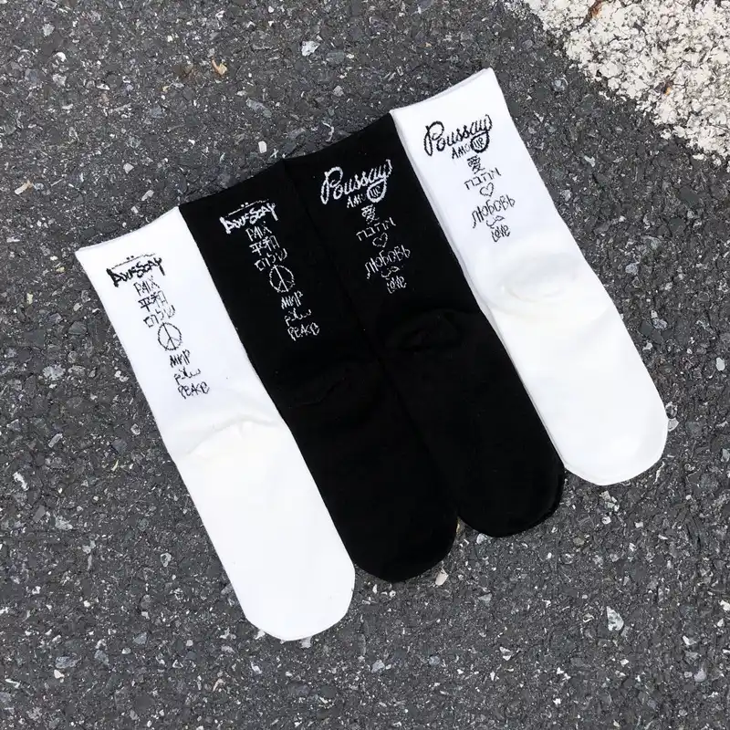 面白い漢字原宿ファッション女性高品質カジュアル綿靴下黒 白のストリートヒップホップスケートソックス秋 靴下 Aliexpress
