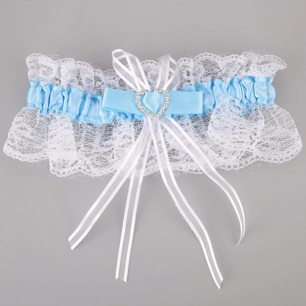 Women's Sexy Lace Bowknot Garter Woman Wedding Party Bridal Lingerie Lace Belt Female Heart-shaped Rhinestone Garters