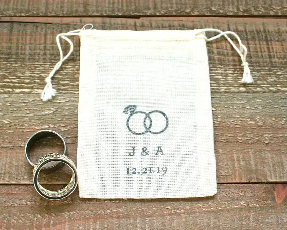 

personalize wedding Bachelorette Bridesmaid Hangover Kits Jewelry gift Bags ring bearer Drawstring muslin candy pouches