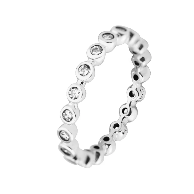 

For Eternity Ring with Clear CZ 100% 925 Authentic Sterling Silver Fine Jewelry Free Shipping