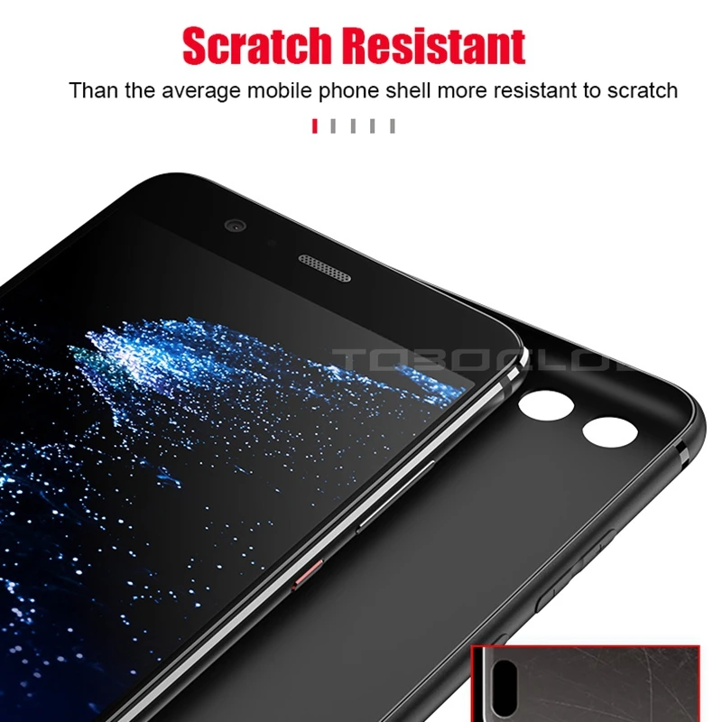 Ультратонкий чехол Tobocloo для Huawei Honor 6X 6C 6A 7X 8 9 P8 lite 2017 P9 P10 Lite черные силиконовые ТПУ