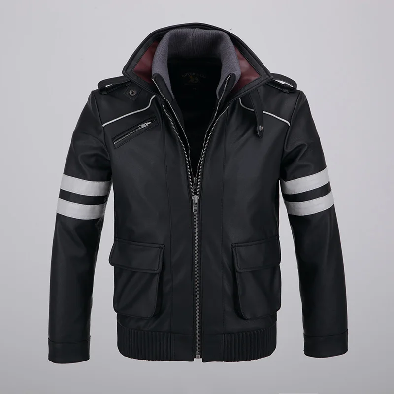 

Cool Mens Detachable Double-layer Collar Prototype Alex Mercer Short Jackets Outwear with Embroidery Pattern High Quality