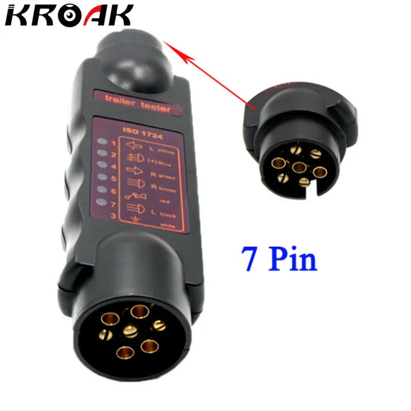 

Vehicle 7 Pin Car Trailer Plug Socket 7-Pole Wiring Connector Tester 12V N type Signal Test Car Electronic T21230 Black