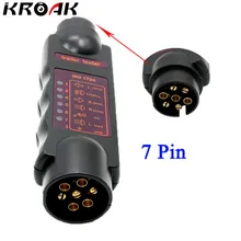 Vehicle 7 Pin Car Trailer Plug Socket 7-Pole Wiring Connector Tester 12V N type Signal Test Car Electronic T21230 Black