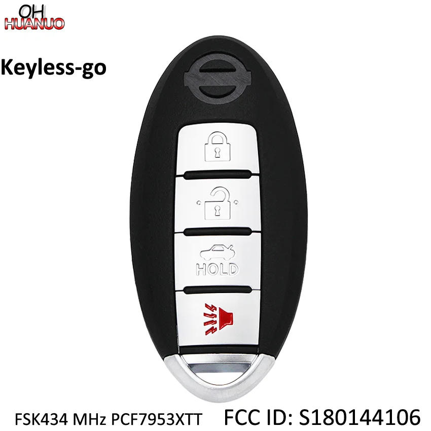 Бесключевой-go 3+ 1/4 кнопки дистанционного ключа Fob FSK434 МГц PCF7953XTT чип для Nissan X-trail FCC ID: S180144106